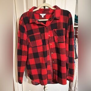 Eddie Bauer Red and Black Checkered Men's Shirt